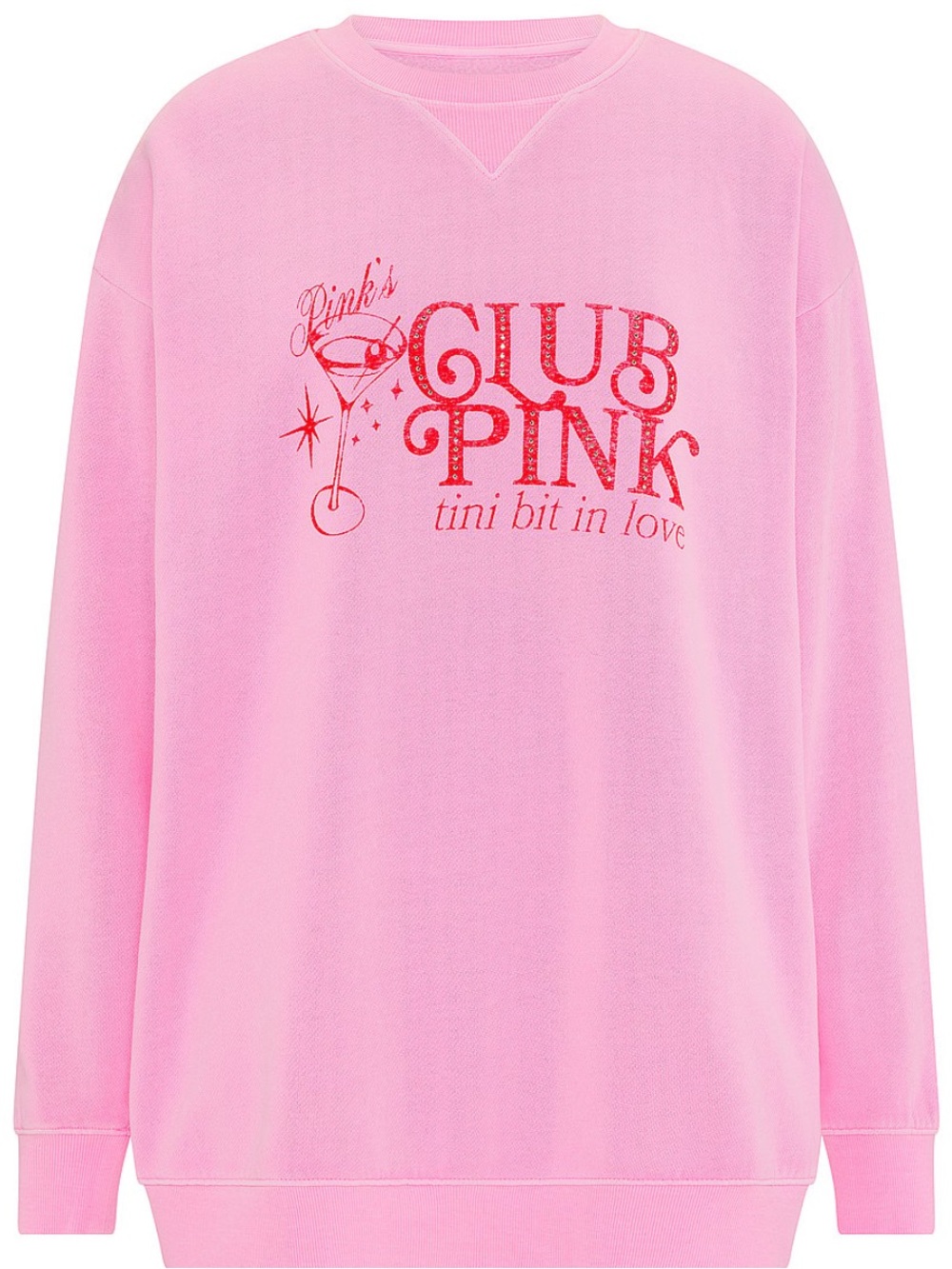 PINK Victoria's Secret Pink Graphic Sweatshirt with Red Glitter Logo